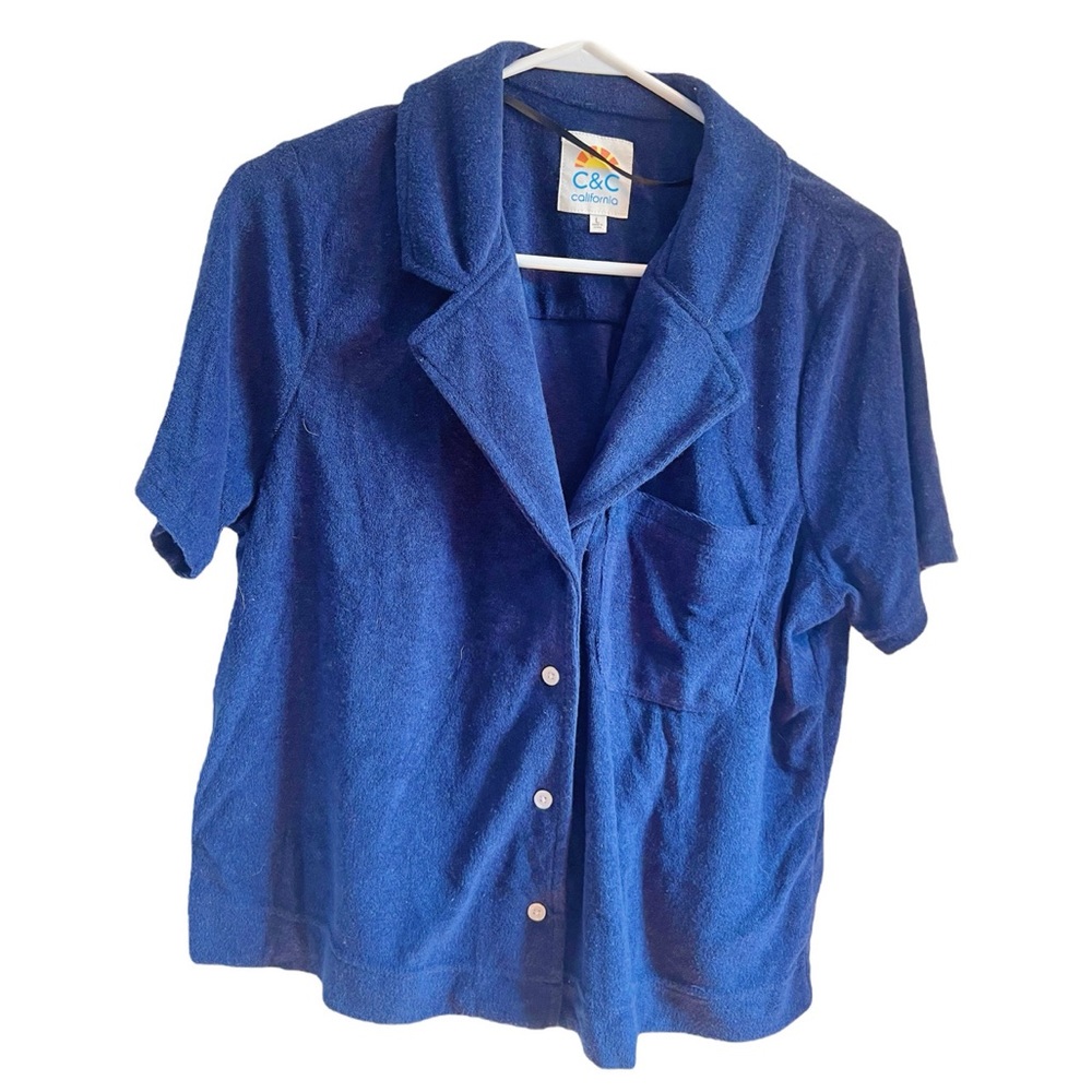 C&C California Navy Blue Collar T-shirt